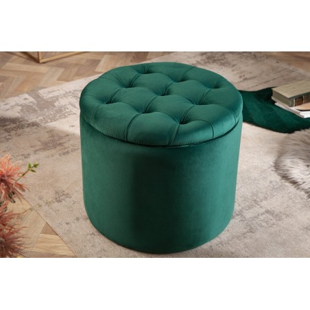 Tabouret coffre velours vert émeraude - Modern Barock