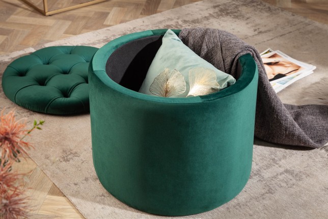 Tabouret coffre velours vert émeraude - Modern Barock