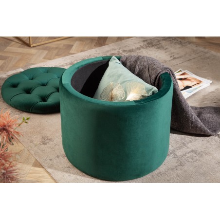 Tabouret coffre velours vert émeraude - Modern Barock