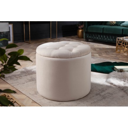 Tabouret Coffre Velours Beige Modern Barock 50cm