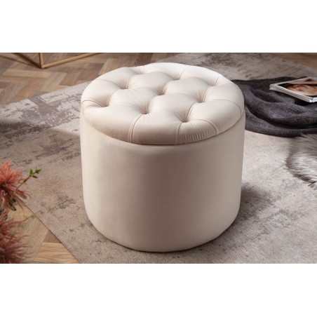 Tabouret Coffre Velours Beige Modern Barock 50cm