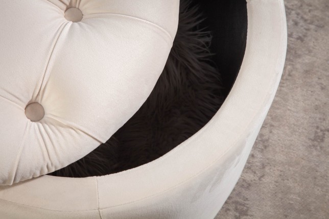 Tabouret Coffre Velours Beige Modern Barock 50cm