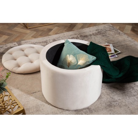 Tabouret Coffre Velours Beige Modern Barock 50cm