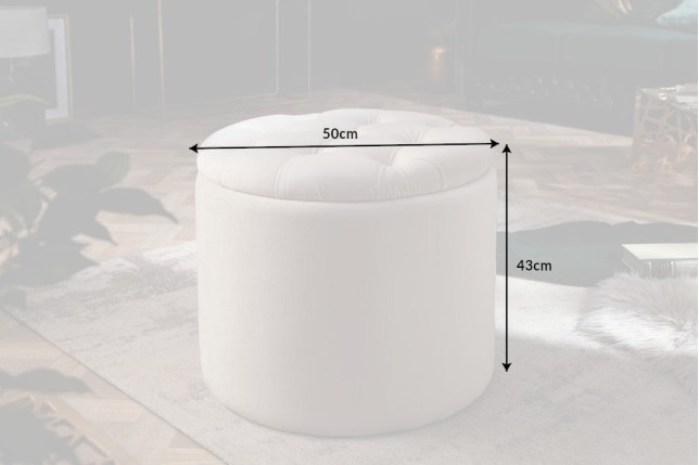 Tabouret Coffre Velours Beige Modern Barock 50cm