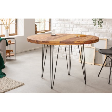 Table à manger MAKASSAR ronde Ø120cm sheesham massif naturel
