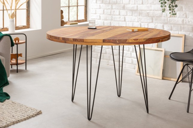 Table à manger MAKASSAR ronde Ø120cm sheesham massif naturel