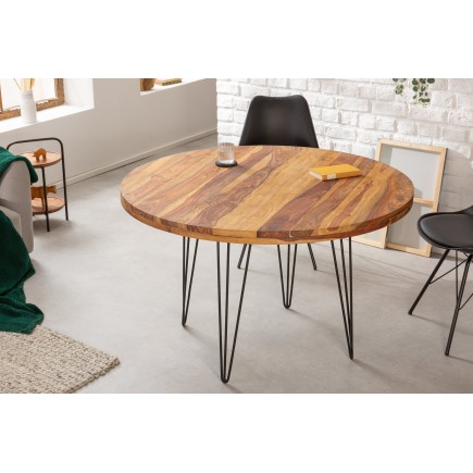 Table à manger MAKASSAR ronde Ø120cm sheesham massif naturel 2