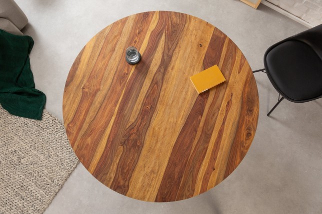 Table à manger MAKASSAR ronde Ø120cm sheesham massif naturel