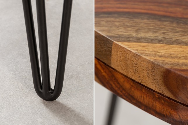 Table à manger MAKASSAR ronde Ø120cm sheesham massif naturel