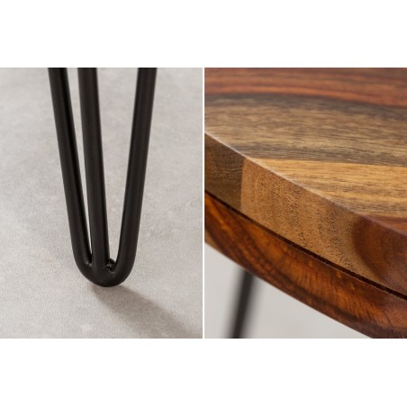 Table à manger MAKASSAR ronde Ø120cm sheesham massif naturel