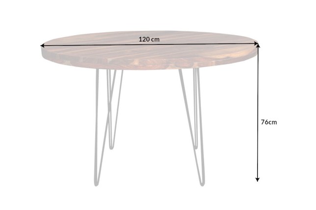 Table à manger MAKASSAR ronde Ø120cm sheesham massif naturel