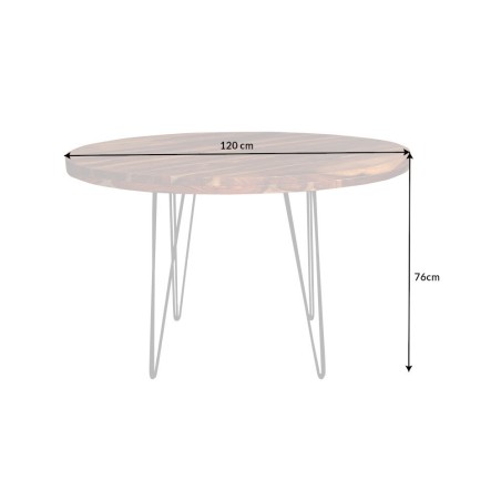 Table à manger MAKASSAR ronde Ø120cm sheesham massif naturel