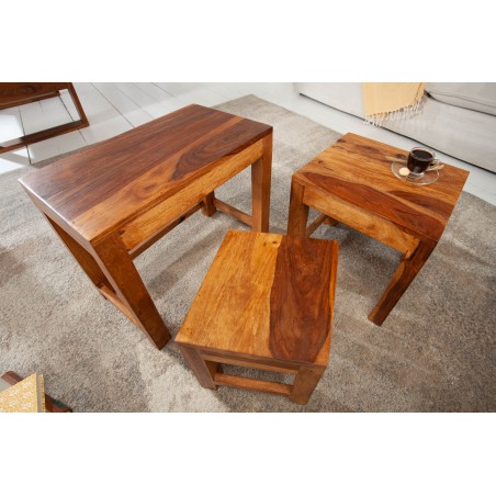 Set 3 tables d'appoint Monsoon sheesham massif naturel