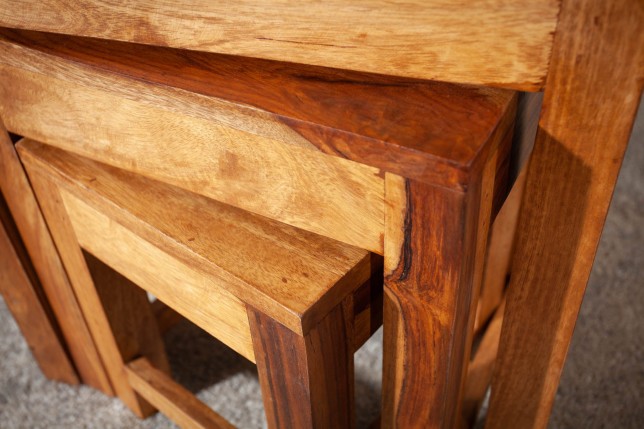 Set 3 tables d'appoint Monsoon sheesham massif naturel