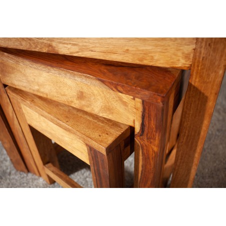 Set 3 tables d'appoint Monsoon sheesham massif naturel