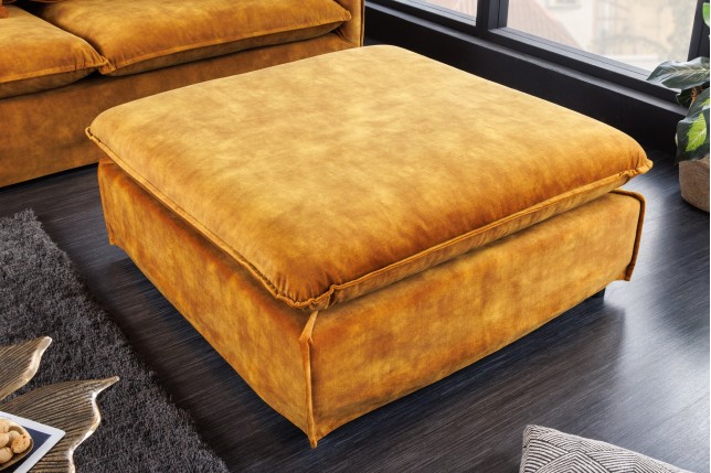 Tabouret HEAVEN velours jaune moutarde 100cm