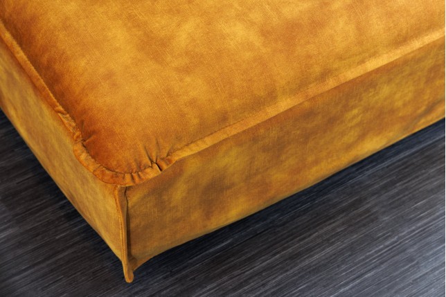 Tabouret HEAVEN velours jaune moutarde 100cm