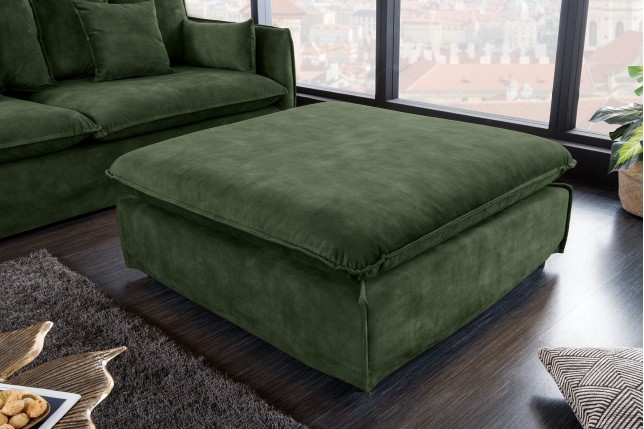 Tabouret HEAVEN 100cm velours vert foncé - housse amovible