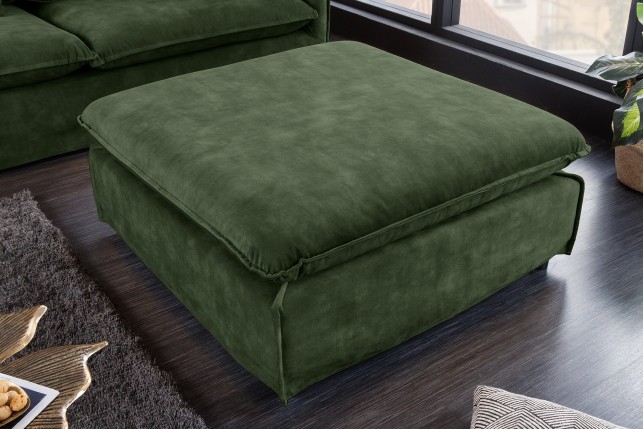 Tabouret HEAVEN 100cm velours vert foncé - housse amovible