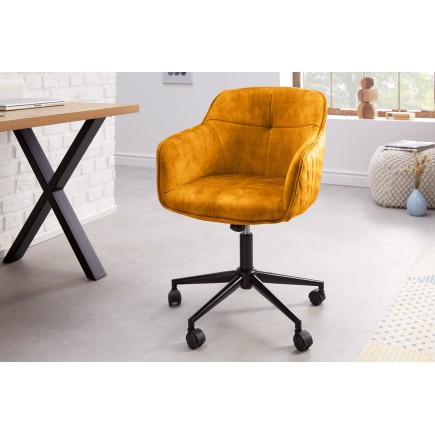 Chaise de bureau EUPHORIA velours moutarde - Design & confort 2