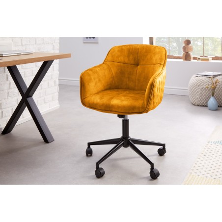 Chaise de bureau EUPHORIA velours moutarde - Design & confort