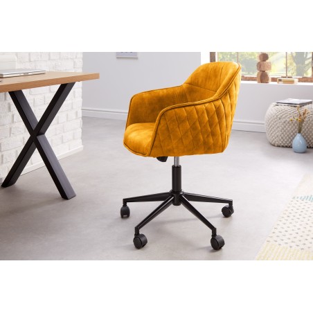 Chaise de bureau EUPHORIA velours moutarde - Design & confort