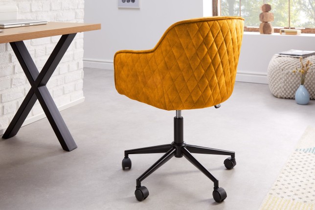 Chaise de bureau EUPHORIA velours moutarde - Design & confort