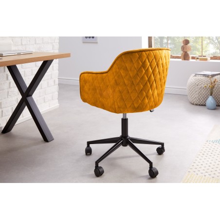 Chaise de bureau EUPHORIA velours moutarde - Design & confort