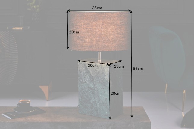 Lampe de table NOBLE 35cm base marbre vert