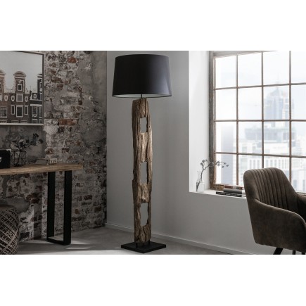 Lampadaire Barracuda 177cm Acacia Recyclé & Coton Noir 2
