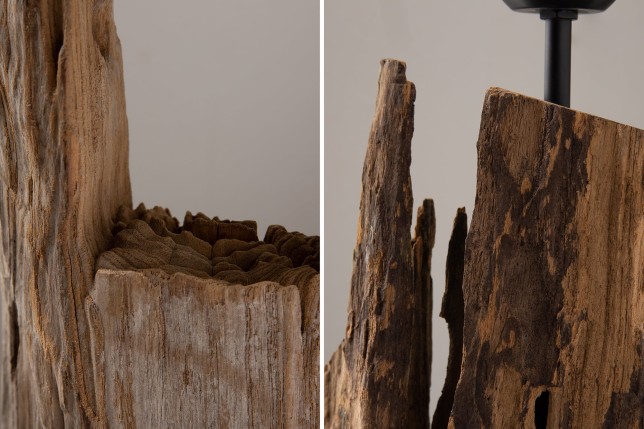 Lampadaire Barracuda 177cm Acacia Recyclé & Coton Noir