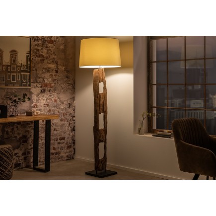 Lampadaire BARRACUDA 177cm Acacia Recyclé & Coton Beige