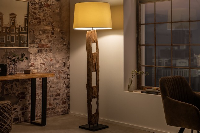 Lampadaire BARRACUDA 177cm Acacia Recyclé & Coton Beige