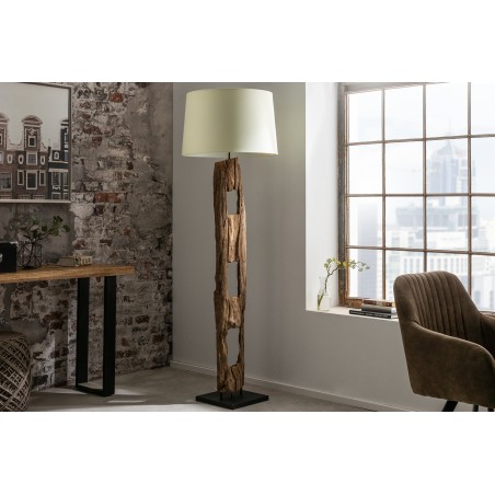 Lampadaire BARRACUDA 177cm Acacia Recyclé & Coton Beige