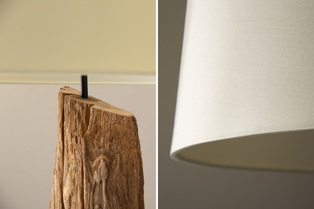 Lampadaire BARRACUDA 177cm Acacia Recyclé & Coton Beige