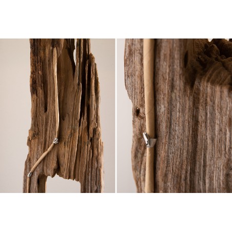 Lampadaire BARRACUDA 177cm Acacia Recyclé & Coton Beige