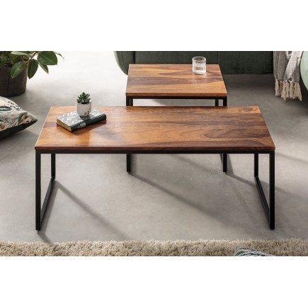 Set 2 Tables Basses ELEMENTS Sheesham Massif Naturel 2