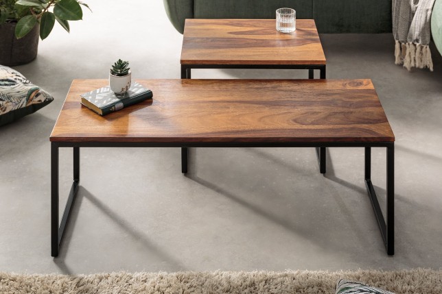 Set 2 Tables Basses ELEMENTS Sheesham Massif Naturel