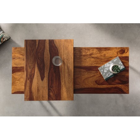 Set 2 Tables Basses ELEMENTS Sheesham Massif Naturel