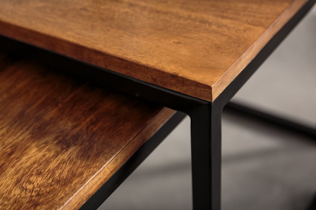 Set 2 Tables Basses ELEMENTS Sheesham Massif Naturel