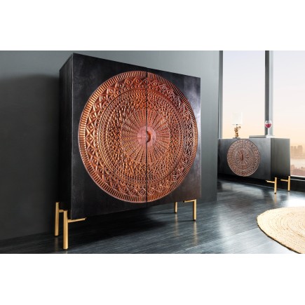 Highboard MANDALA 120cm - Buffet Haut Manguier & Métal