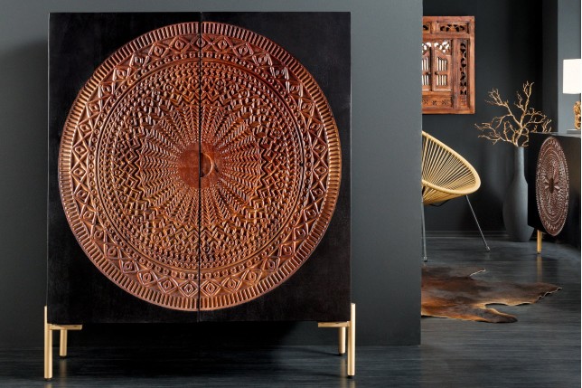 Highboard MANDALA 120cm - Buffet Haut Manguier & Métal