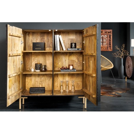 Highboard MANDALA 120cm - Buffet Haut Manguier & Métal