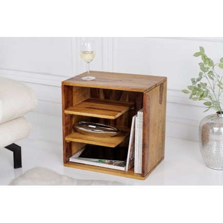 Table d'appoint CUBUS 43cm sheesham massif 2