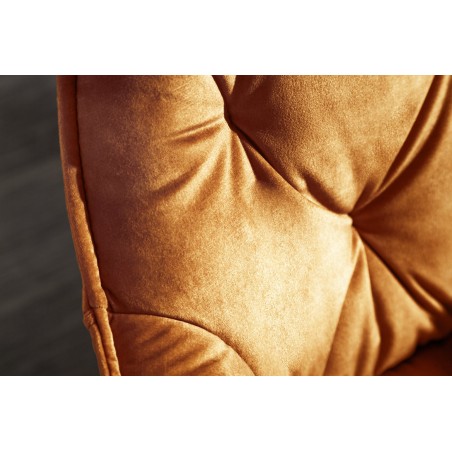 Chaise MILANO velours moutarde avec accoudoirs - Lot de 2