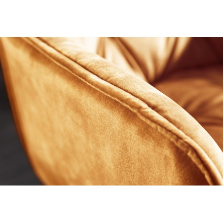 Chaise MILANO velours moutarde avec accoudoirs - Lot de 2