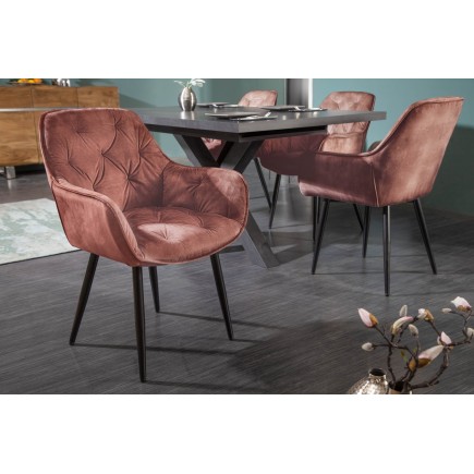 Chaise MILANO velours brun avec accoudoirs - Lot de 2 2