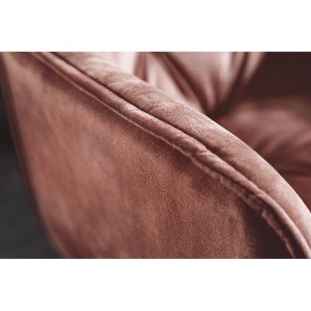 Chaise MILANO velours brun avec accoudoirs - Lot de 2