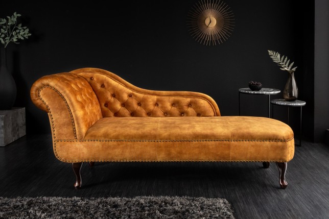 Recamiere Chesterfield 170cm velours moutarde