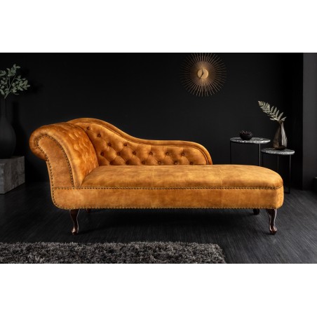 Recamiere Chesterfield 170cm velours moutarde